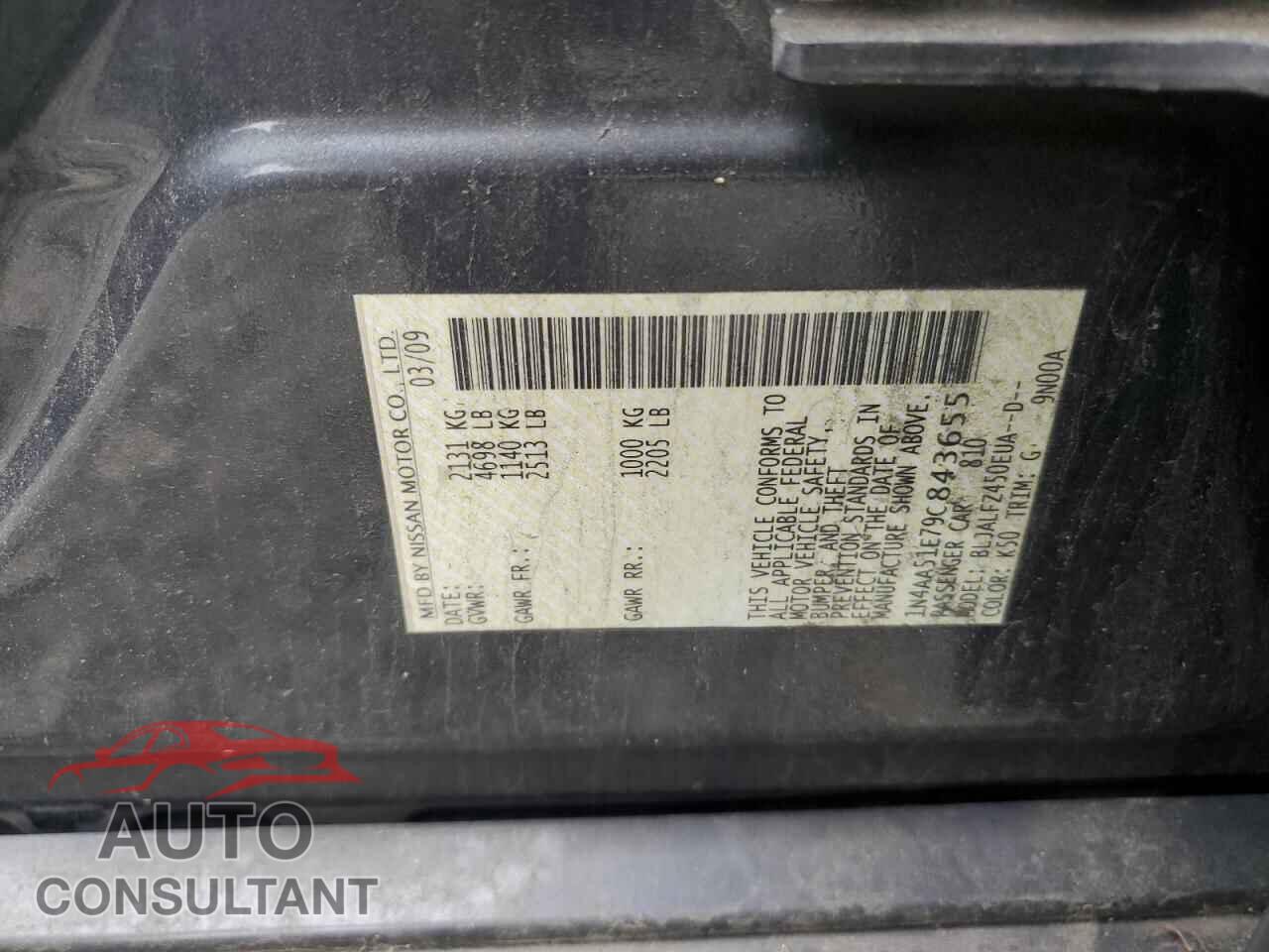 NISSAN MAXIMA 2009 - 1N4AA51E79C843655