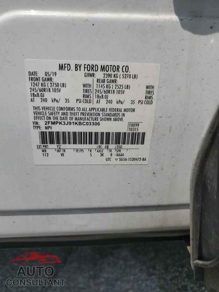 FORD EDGE 2019 - 2FMPK3J91KBC03306