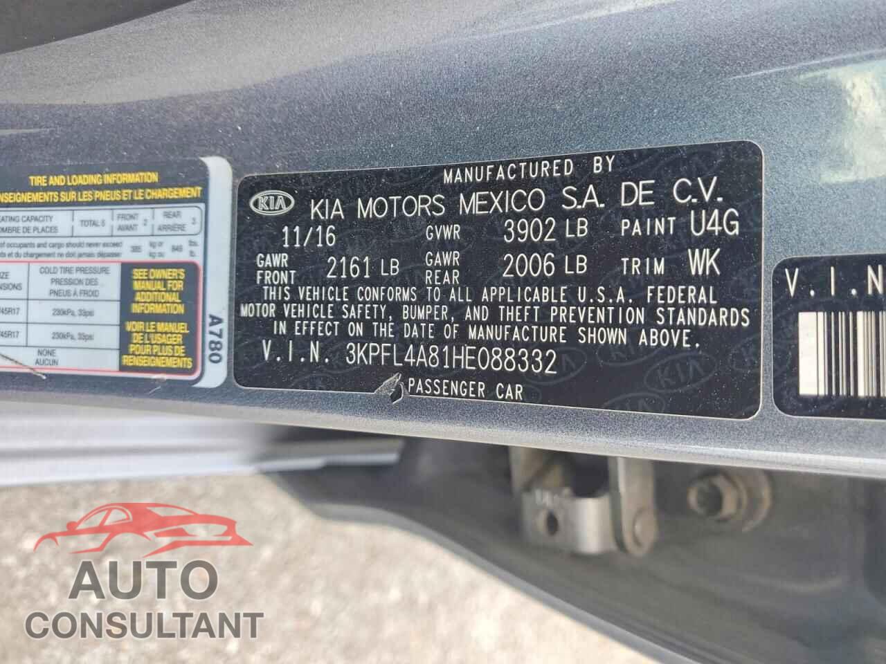 KIA FORTE 2017 - 3KPFL4A81HE088332