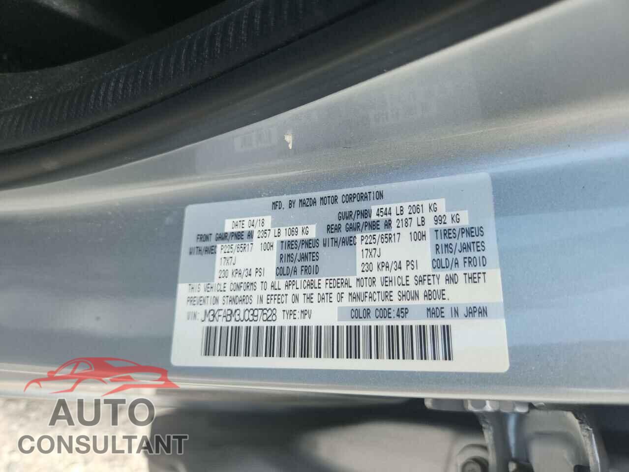MAZDA CX-5 2018 - JM3KFABM3J0397628
