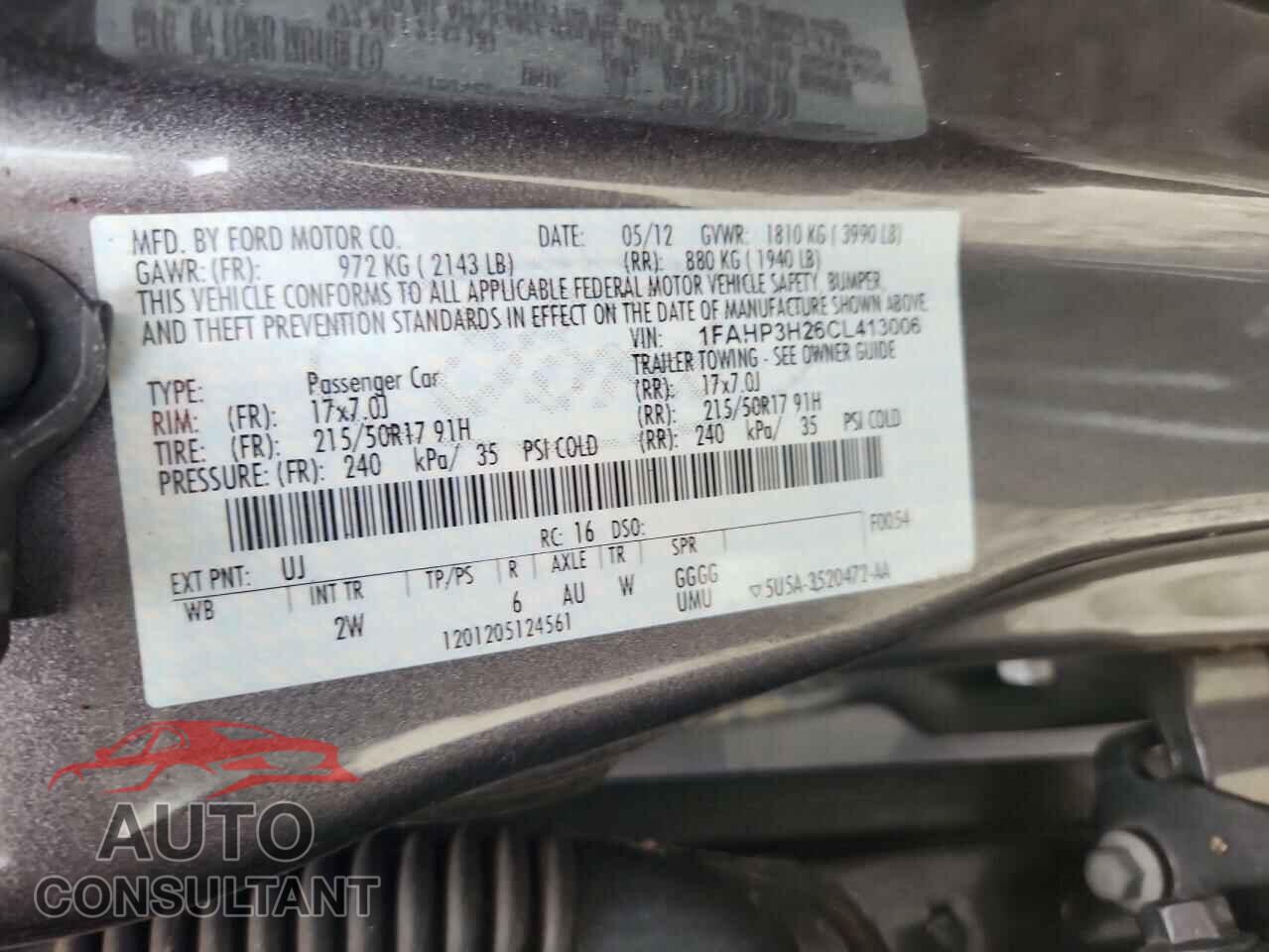 FORD FOCUS 2012 - 1FAHP3H26CL413006