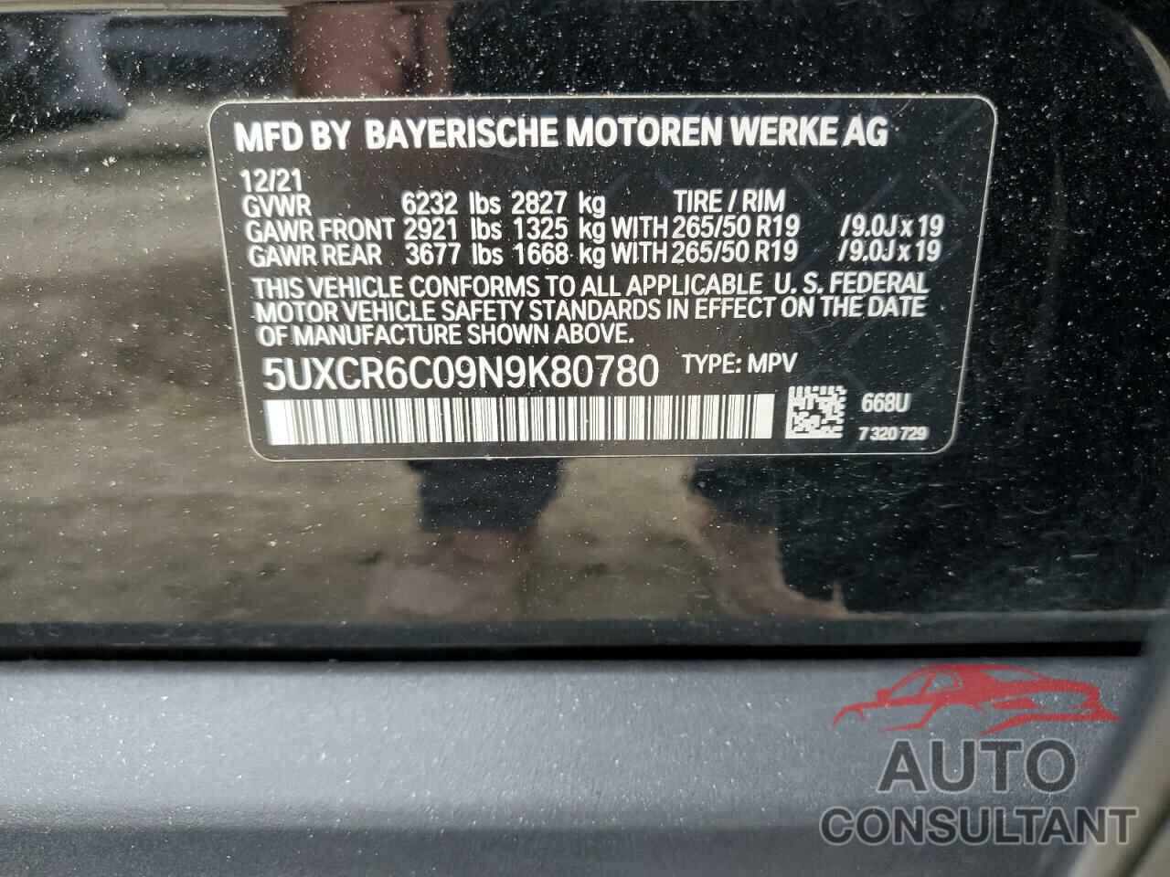 BMW X5 2022 - 5UXCR6C09N9K80780