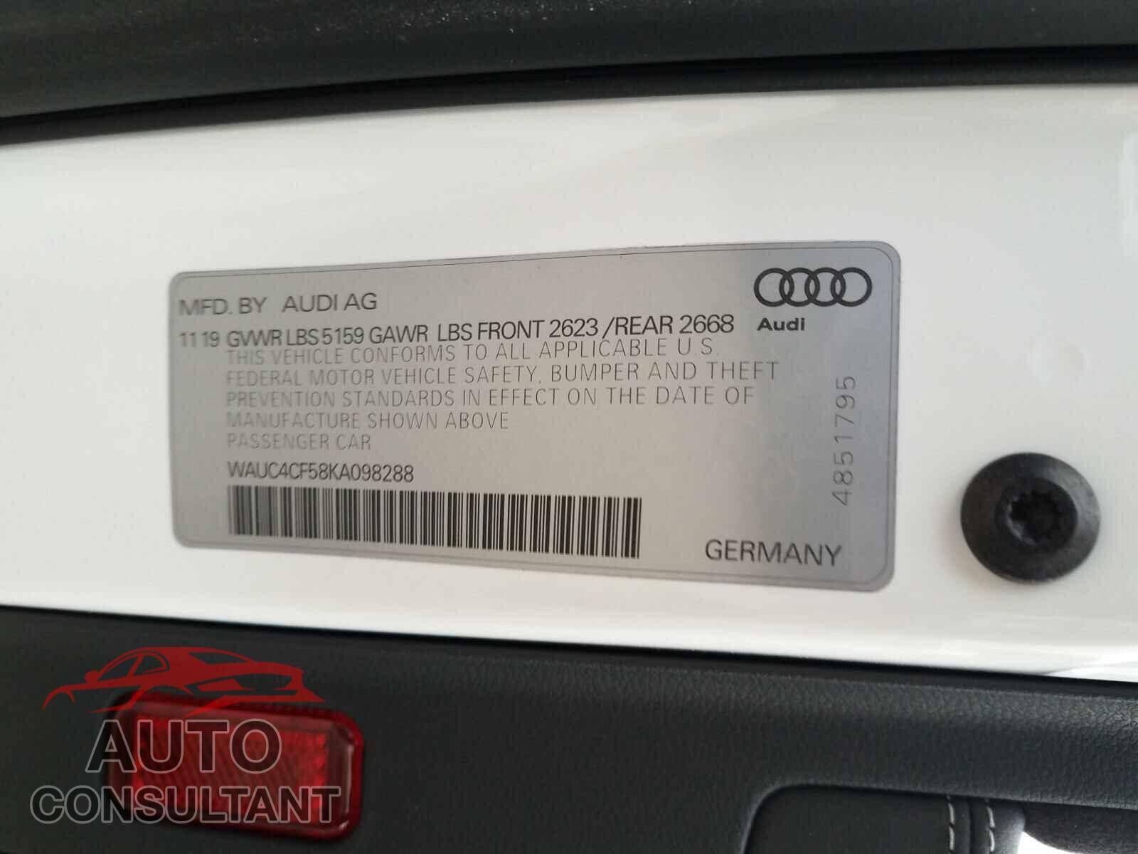 AUDI S5/RS5 2019 - WAUC4CF58KA098288