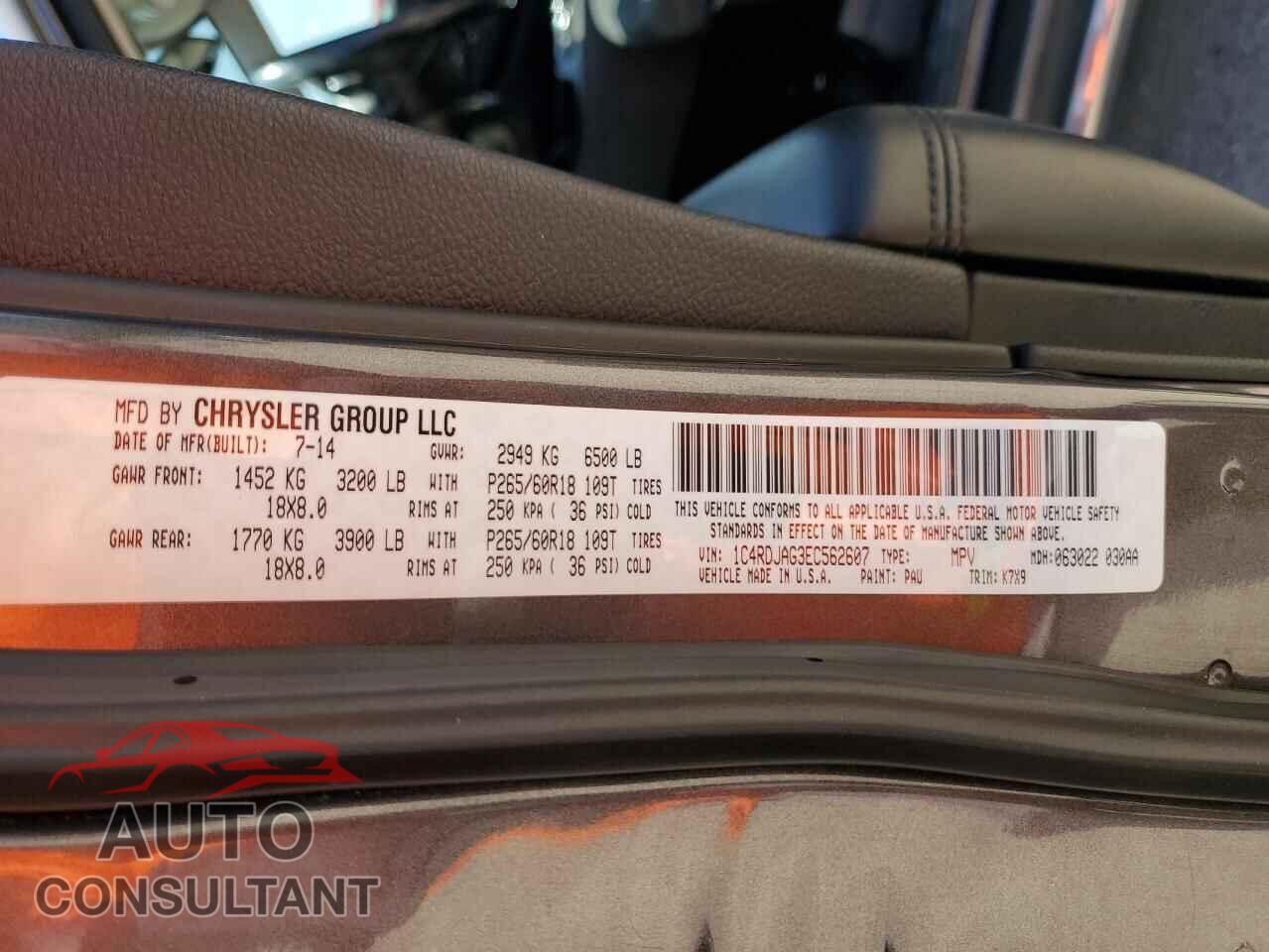 DODGE DURANGO 2014 - 1C4RDJAG3EC562607