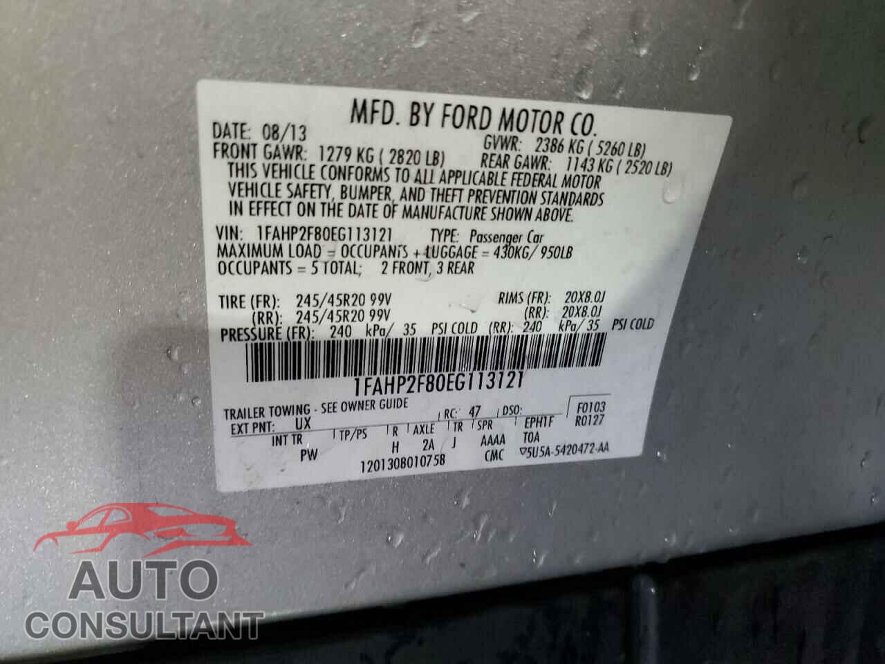 FORD TAURUS 2014 - 1FAHP2F80EG113121