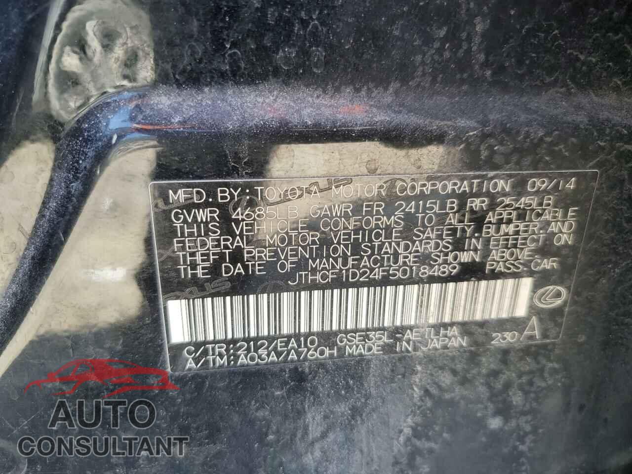 LEXUS IS 2015 - JTHCF1D24F5018489