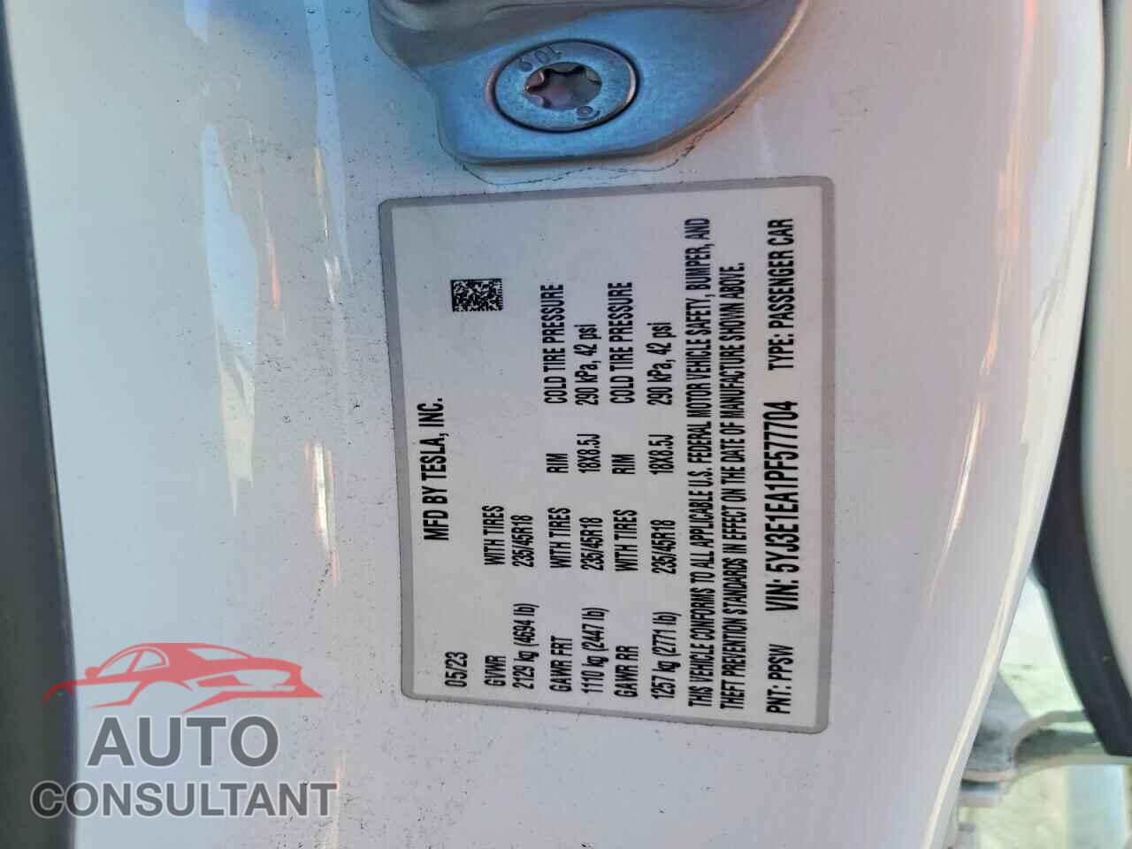 TESLA MODEL 3 2023 - 5YJ3E1EA1PF577704