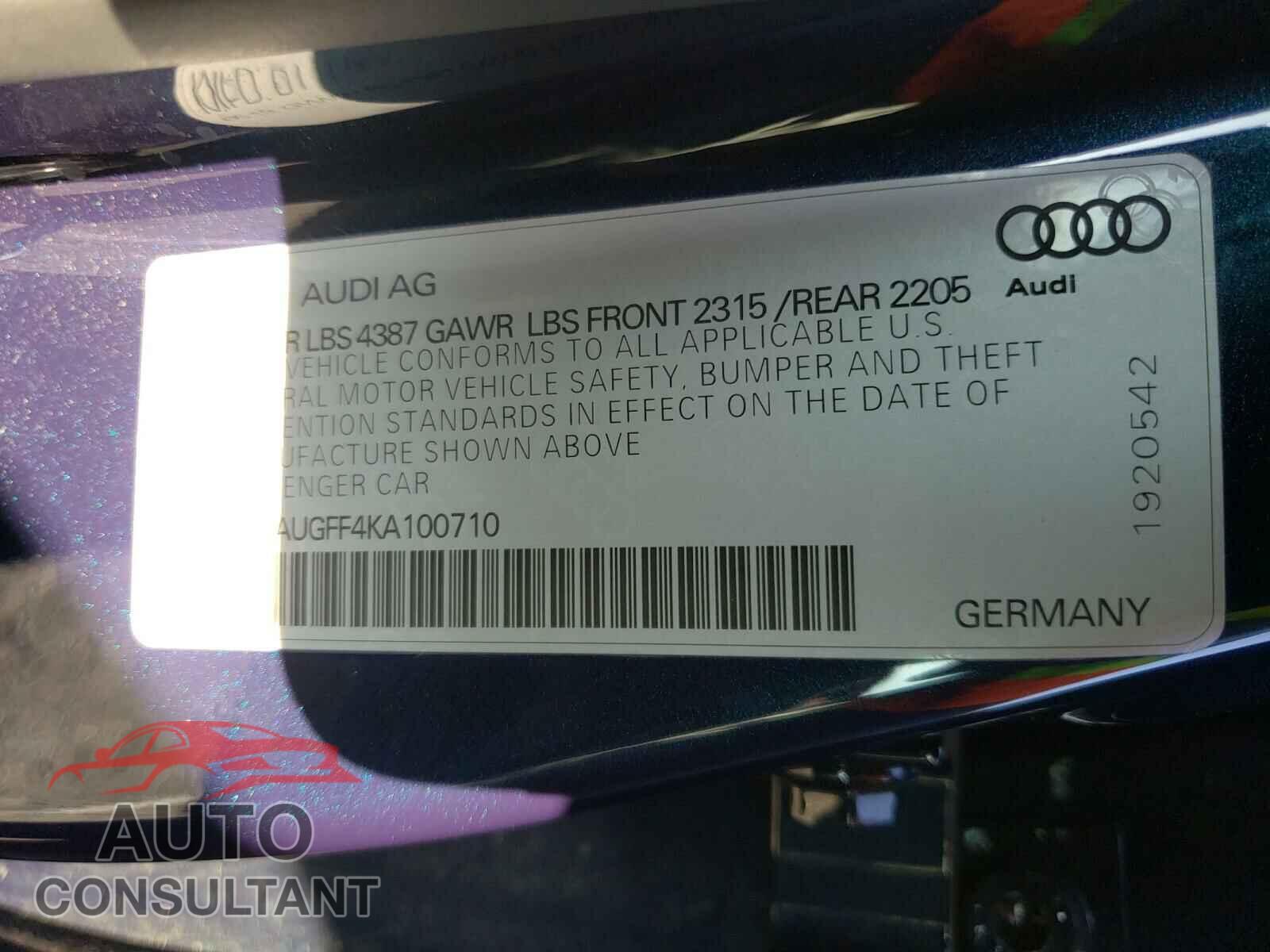 AUDI A3 2019 - WAUAUGFF4KA100710