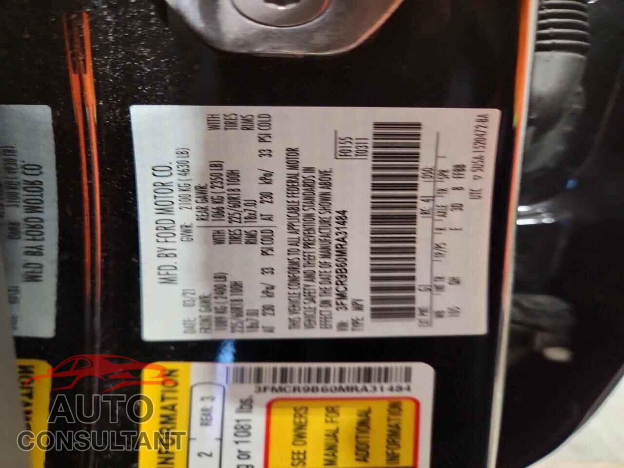 FORD BRONCO 2021 - 3FMCR9B60MRA31484