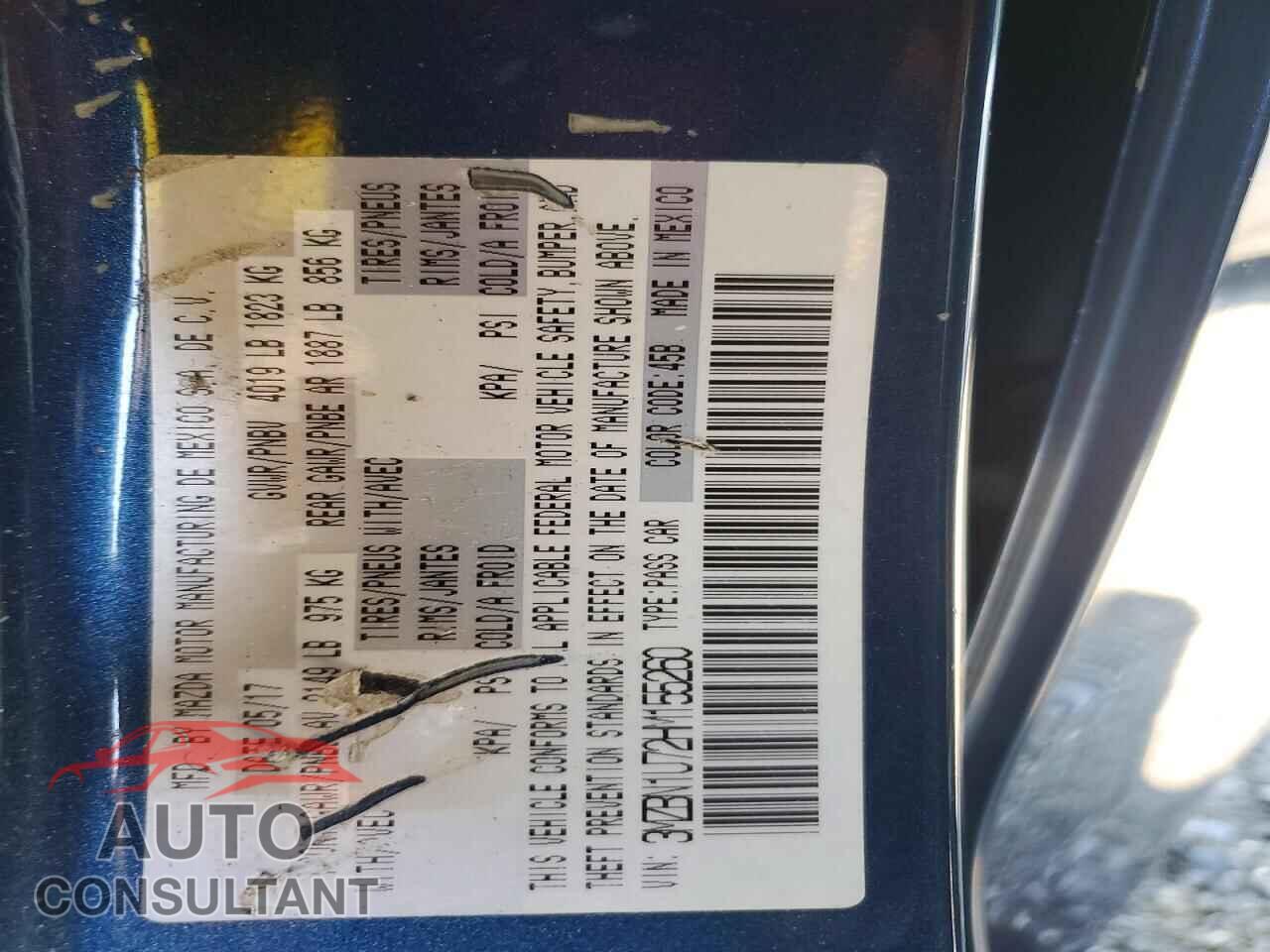 MAZDA 3 2017 - 3MZBN1U72HM155260