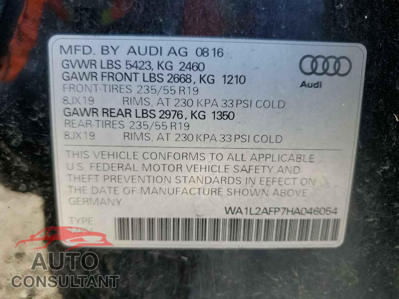 AUDI Q5 2017 - WA1L2AFP7HA046054