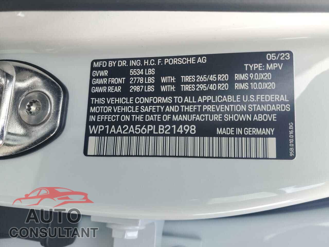 PORSCHE MACAN BASE 2023 - WP1AA2A56PLB21498