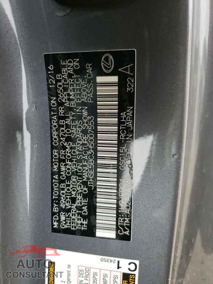 LEXUS RX350 2017 - JTHSE5BC3H5007553