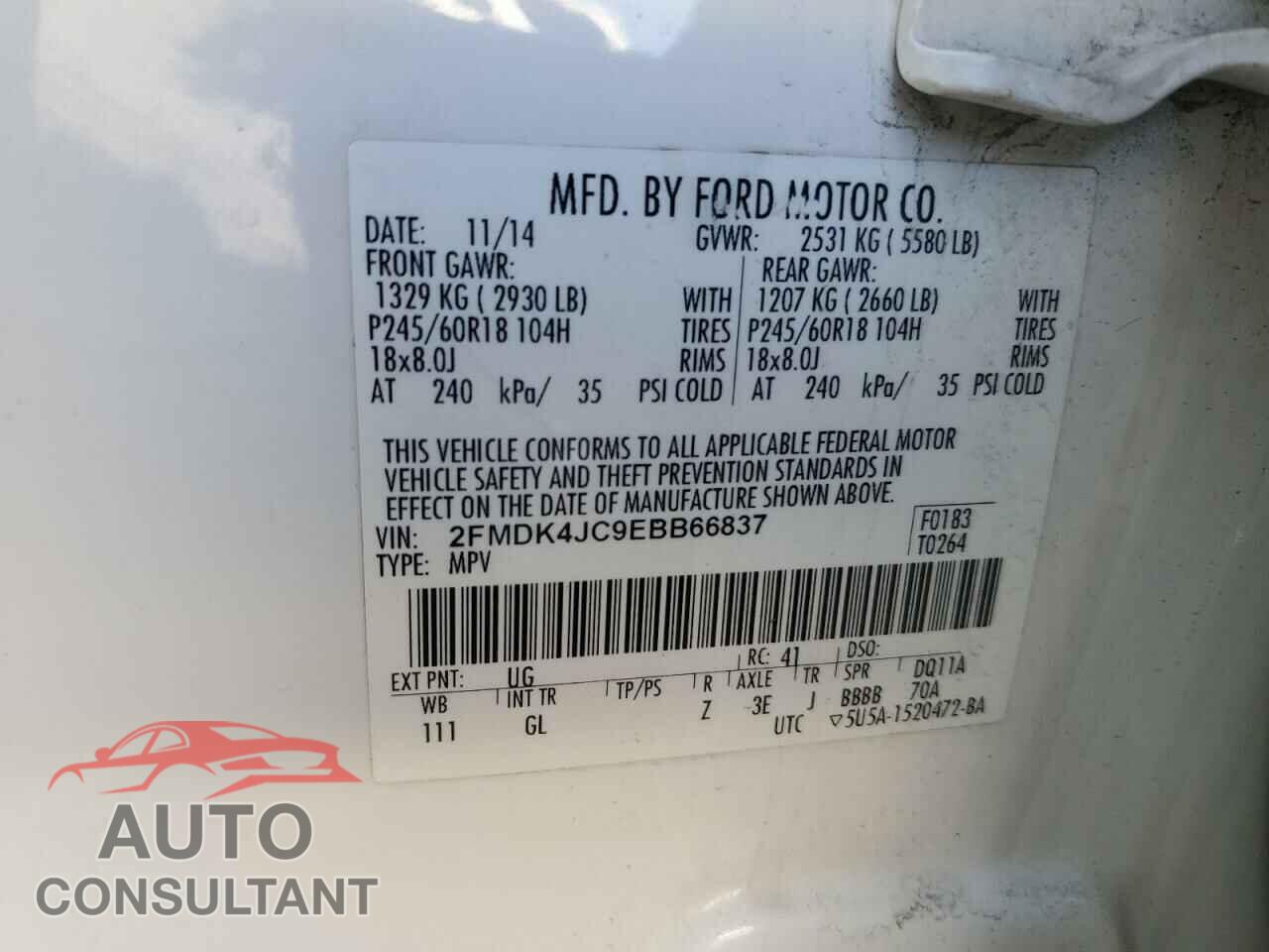 FORD EDGE 2014 - 2FMDK4JC9EBB66837