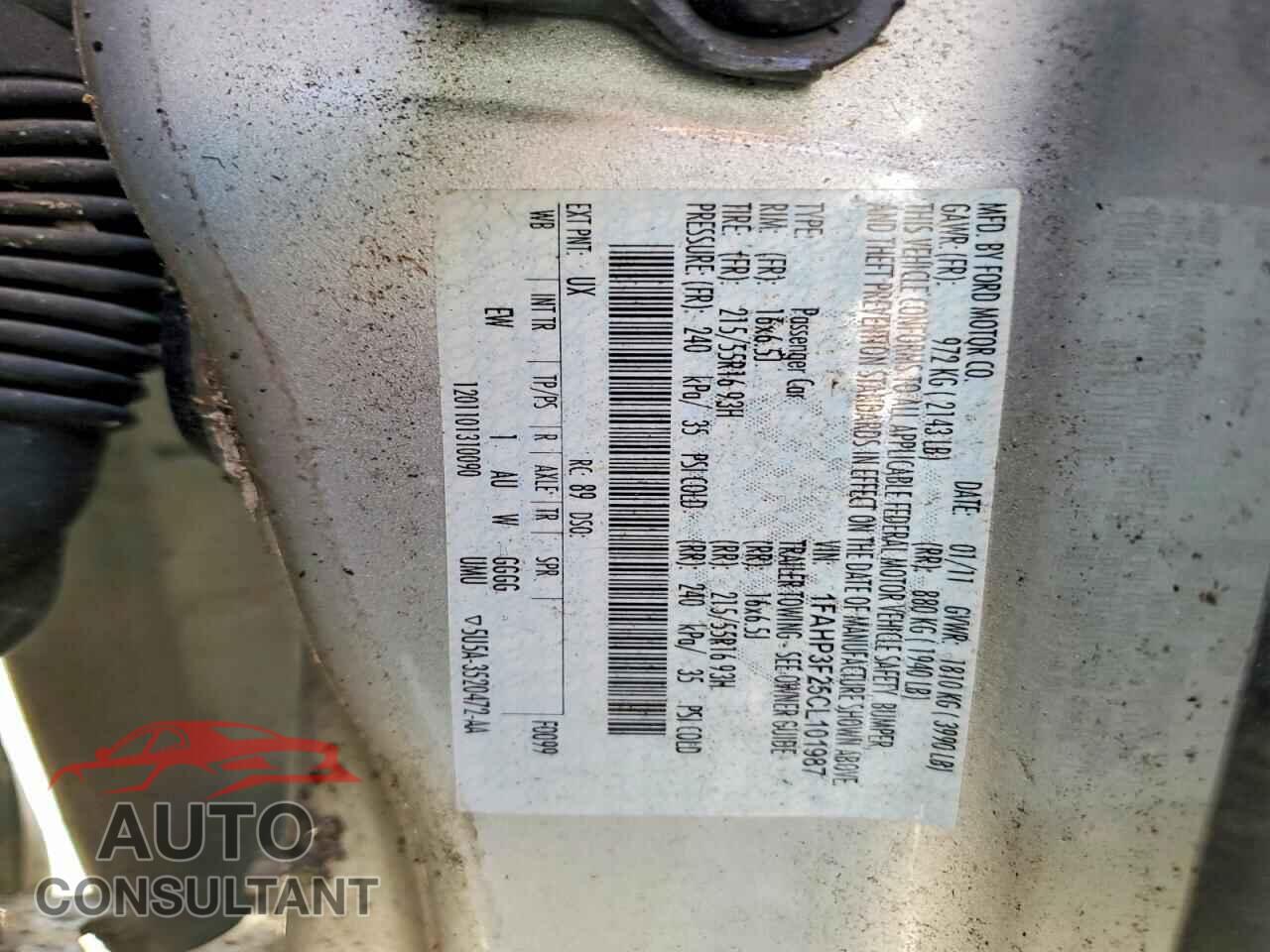 FORD FOCUS 2012 - 1FAHP3F25CL101987