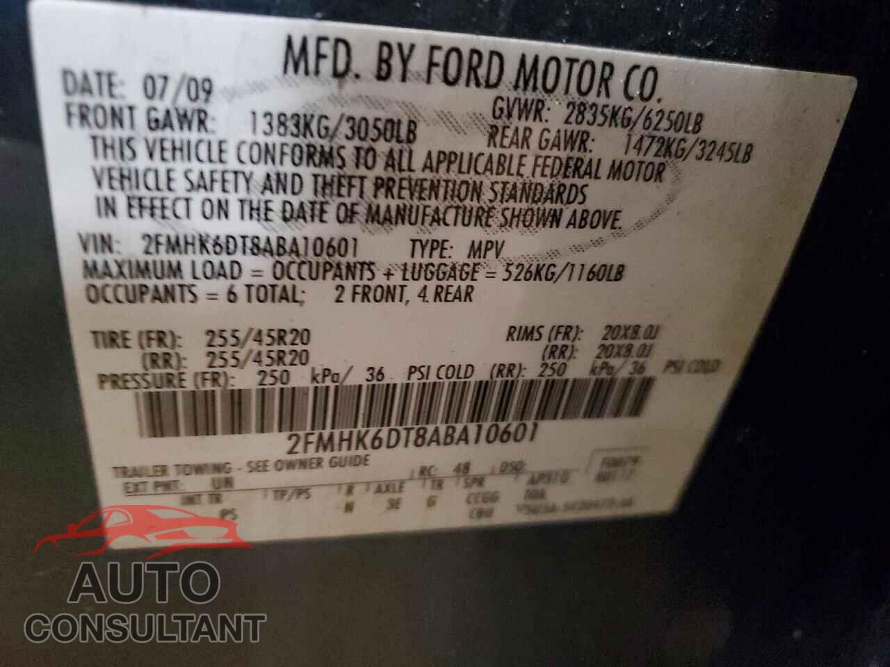 FORD FLEX 2010 - 2FMHK6DT8ABA10601