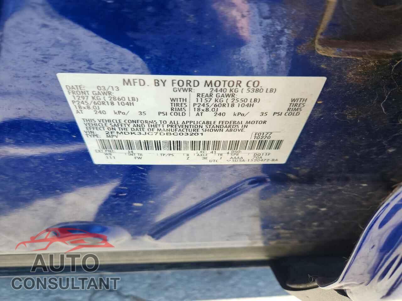 FORD EDGE 2013 - 2FMDK3JC7DBC03201