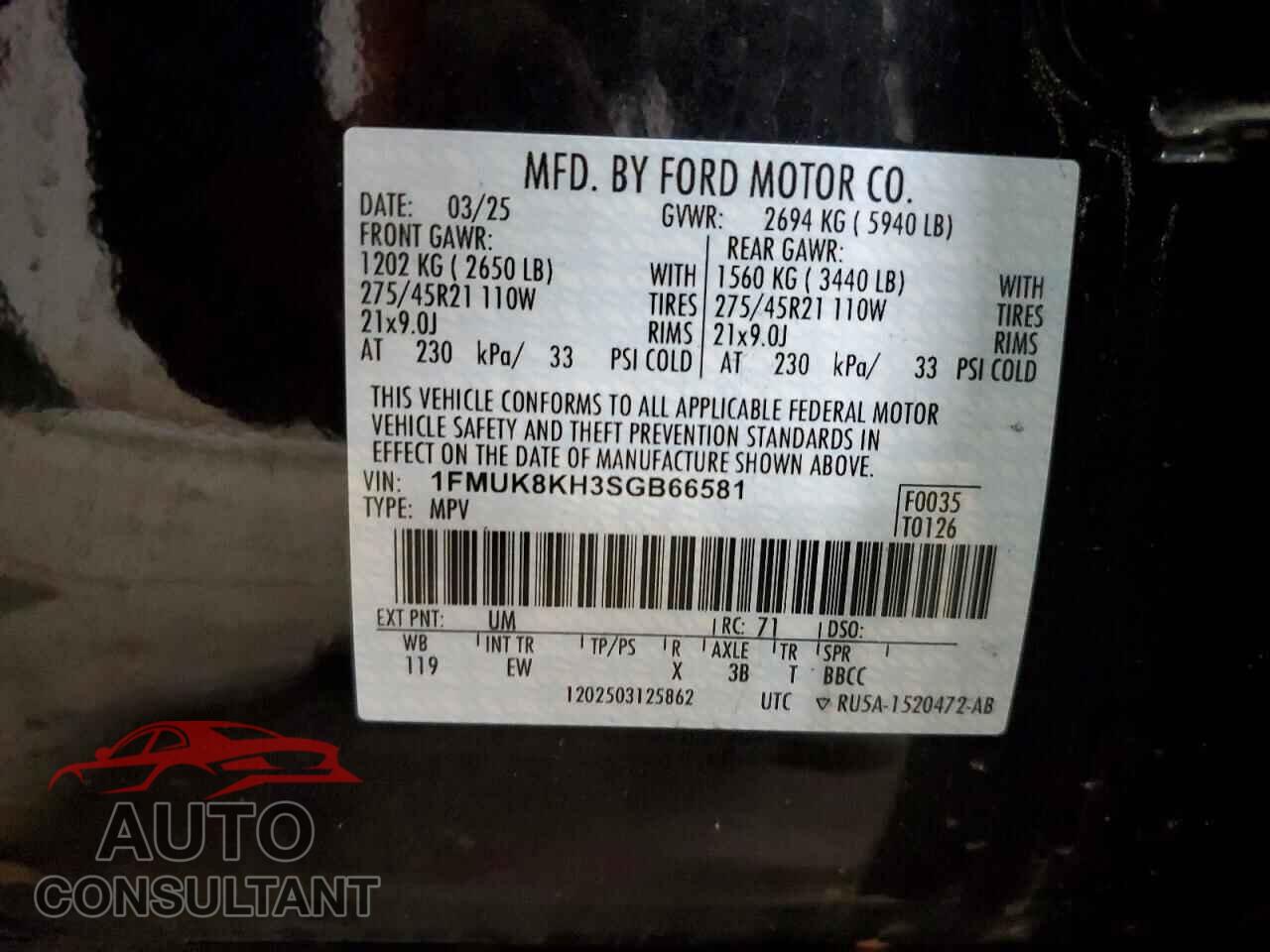 FORD EXPLORER 2025 - 1FMUK8KH3SGB66581