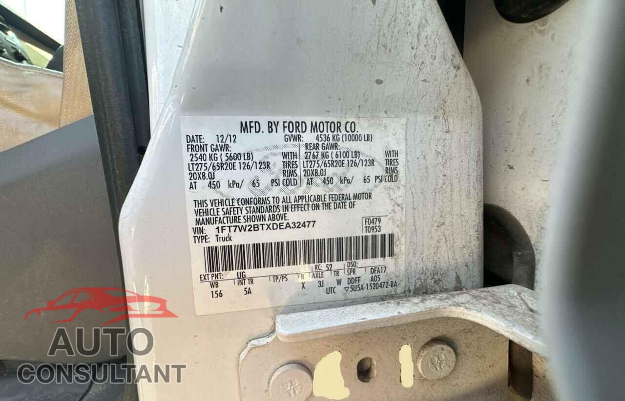 FORD F250 2013 - 1FT7W2BTXDEA32477