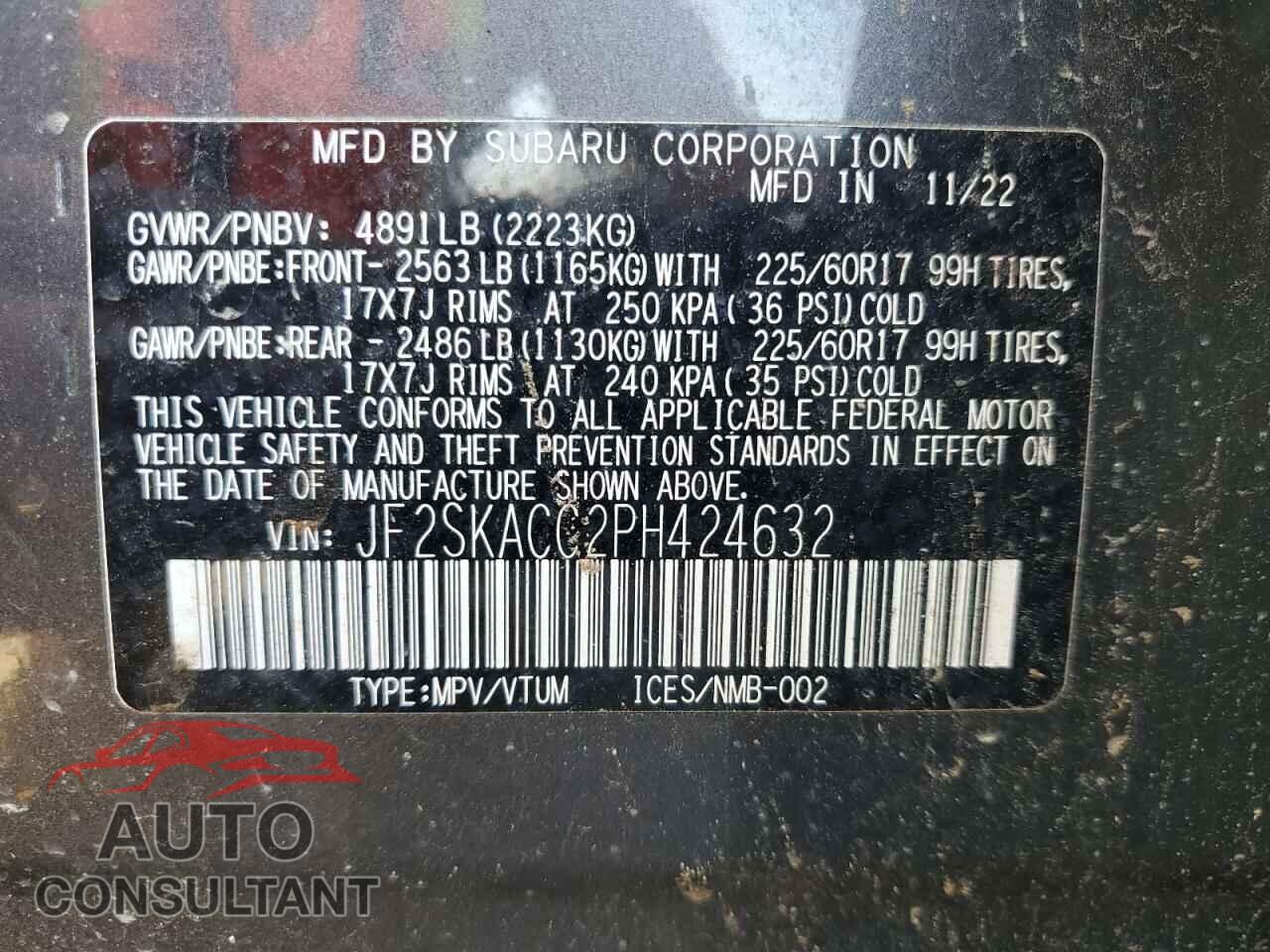 SUBARU FORESTER 2023 - JF2SKACC2PH424632