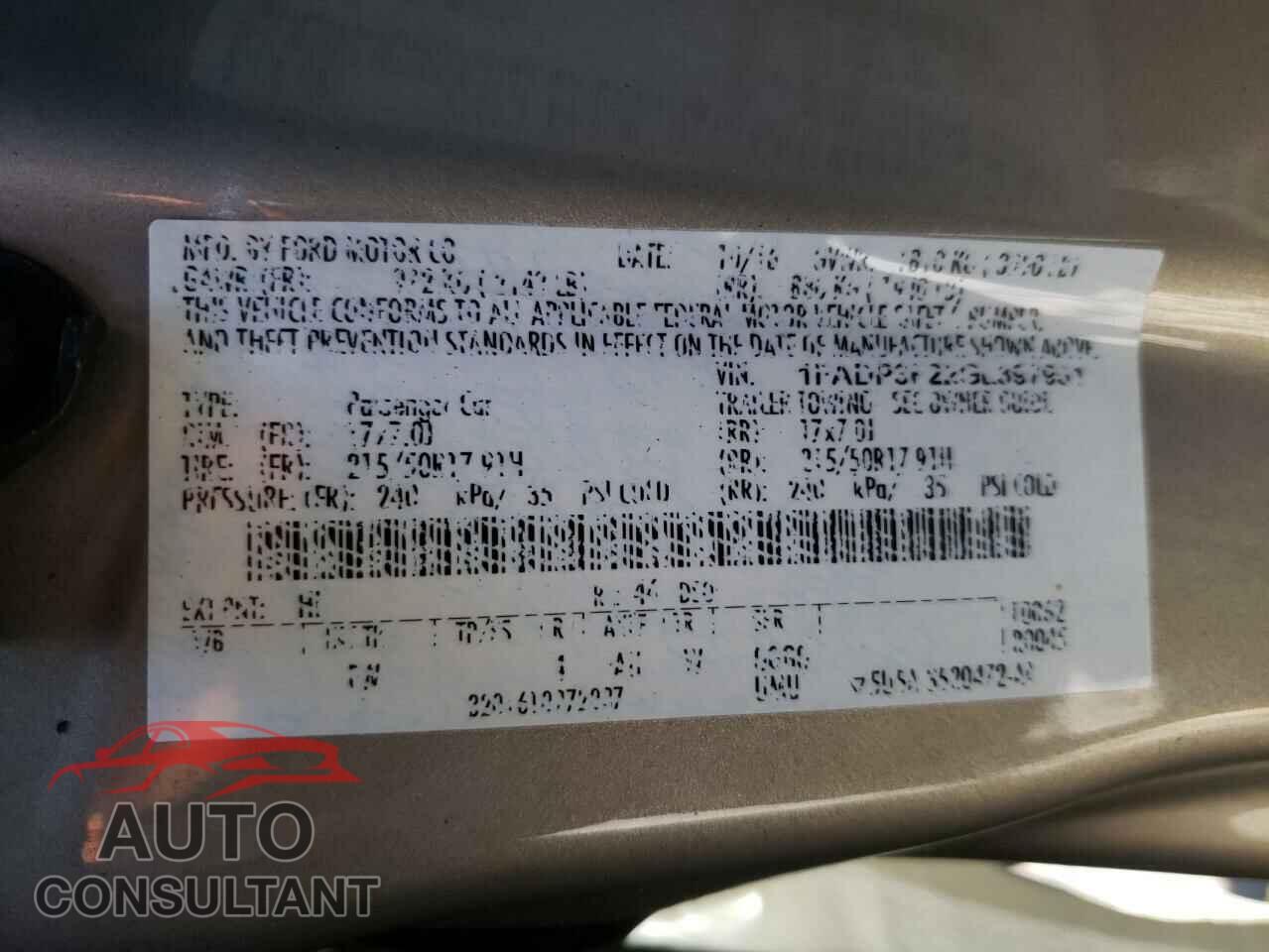 FORD FOCUS 2016 - 1FADP3F22GL397961