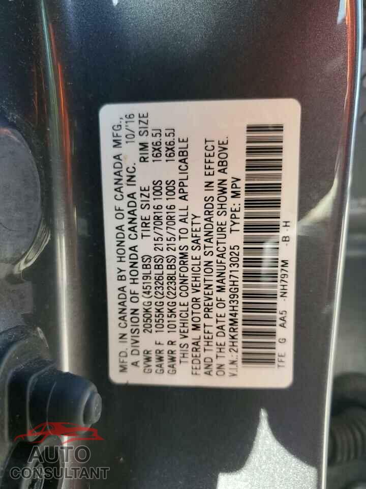 HONDA CRV 2016 - 2HKRM4H39GH713025