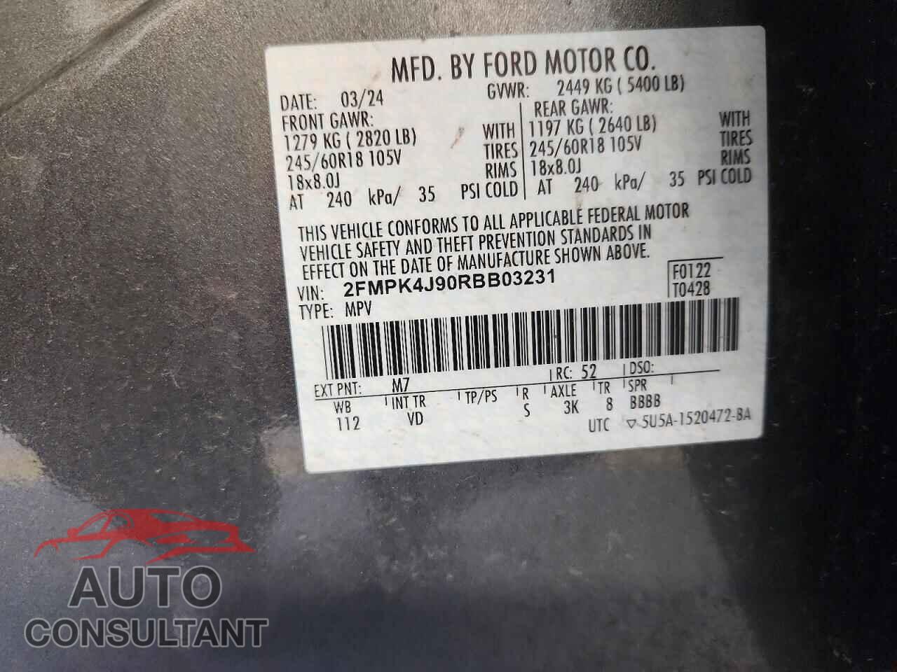 FORD EDGE 2024 - 2FMPK4J90RBB03231
