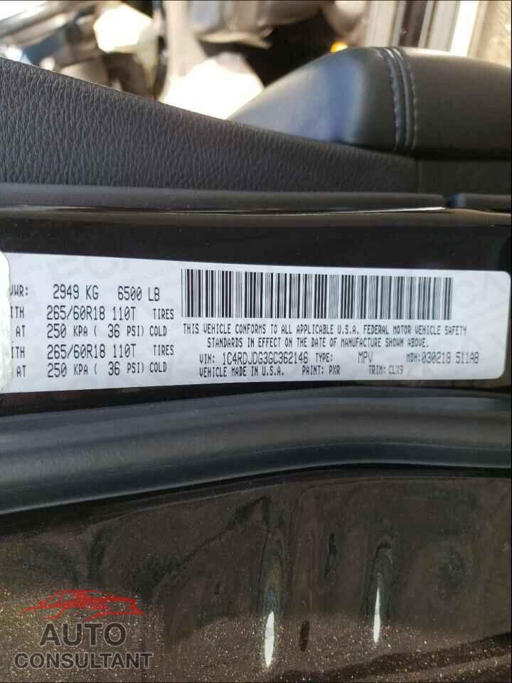DODGE DURANGO 2016 - 1C4RDJDG3GC362146