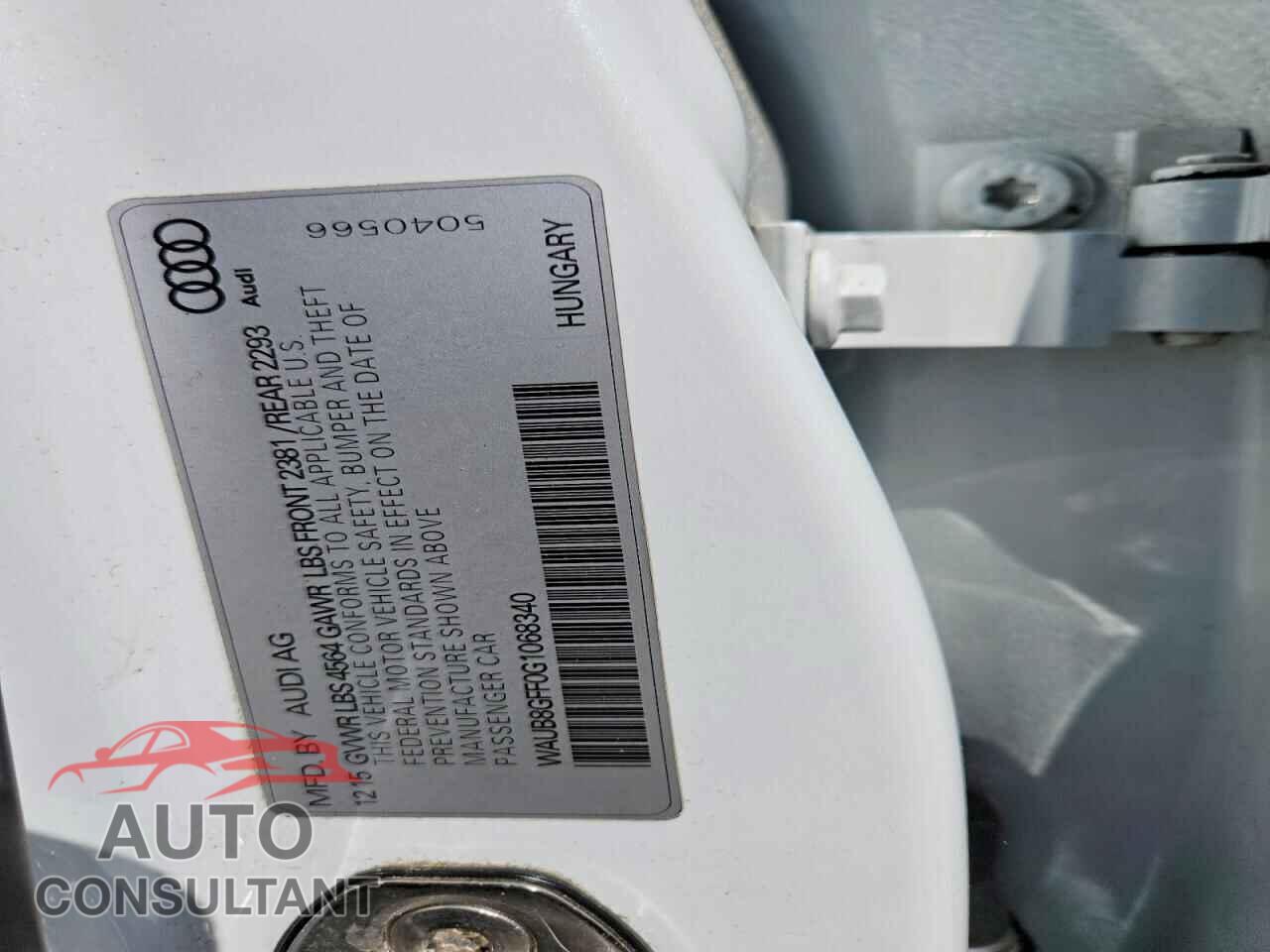 AUDI A3 2016 - WAUB8GFF0G1068340