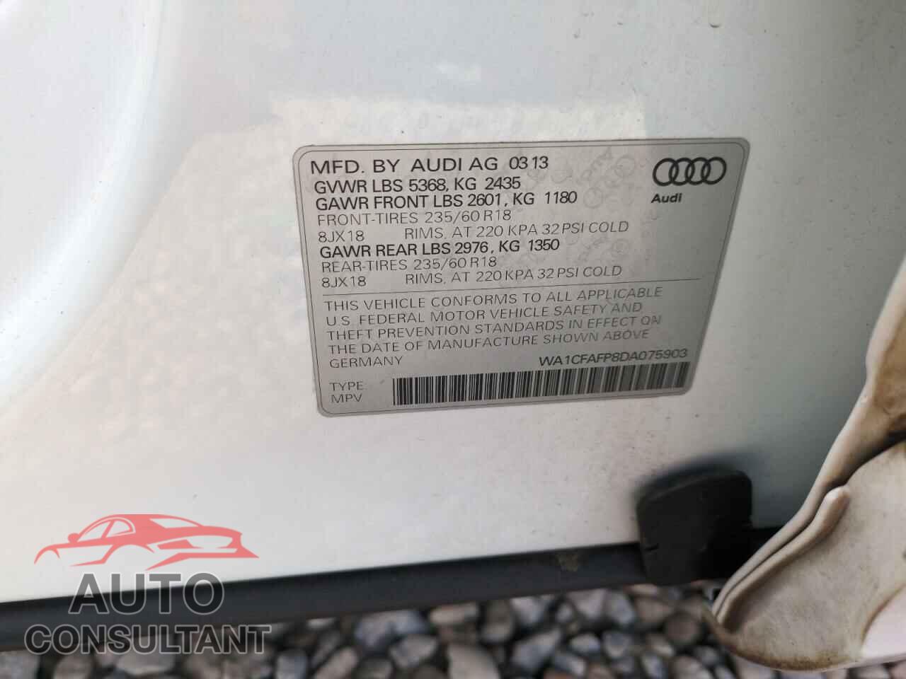 AUDI Q5 2013 - WA1CFAFP8DA075903