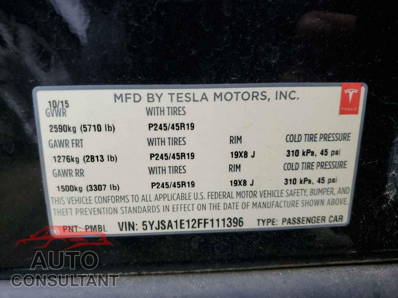 TESLA MODEL S 2015 - 5YJSA1E12FF111396