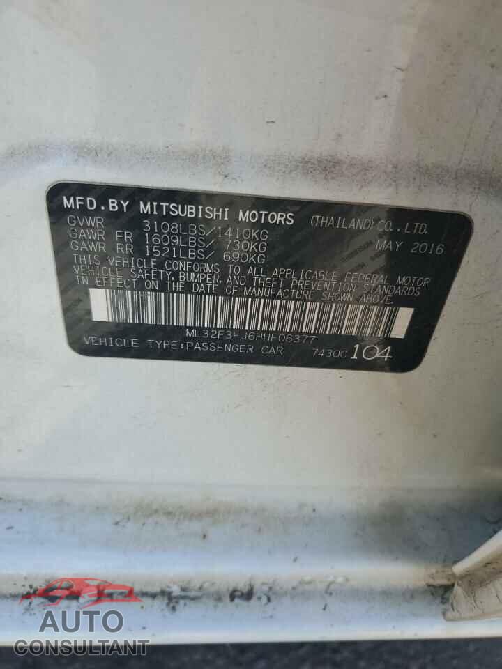 MITSUBISHI MIRAGE 2017 - ML32F3FJ6HHF06377
