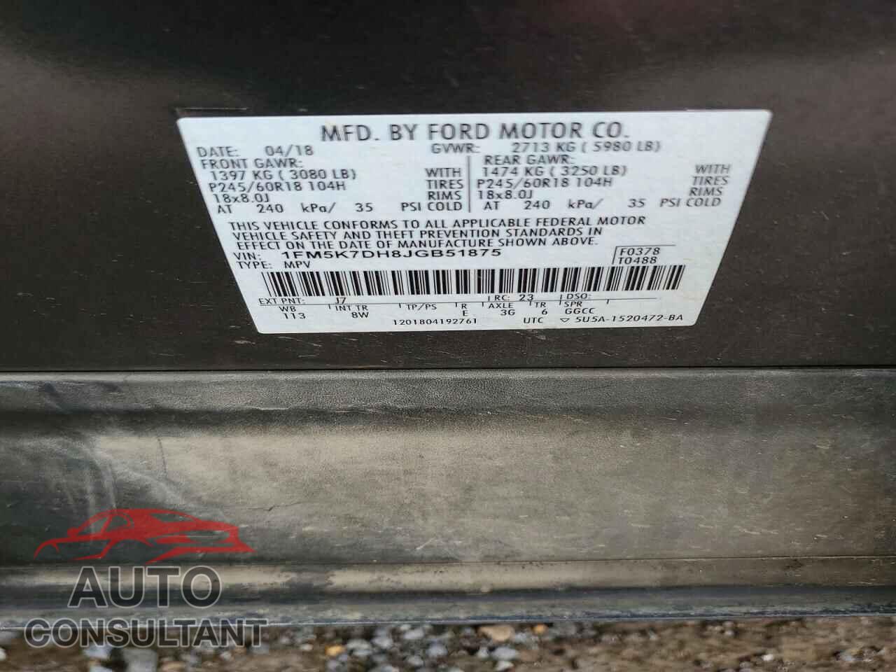 FORD EXPLORER 2018 - 1FM5K7DH8JGB51875
