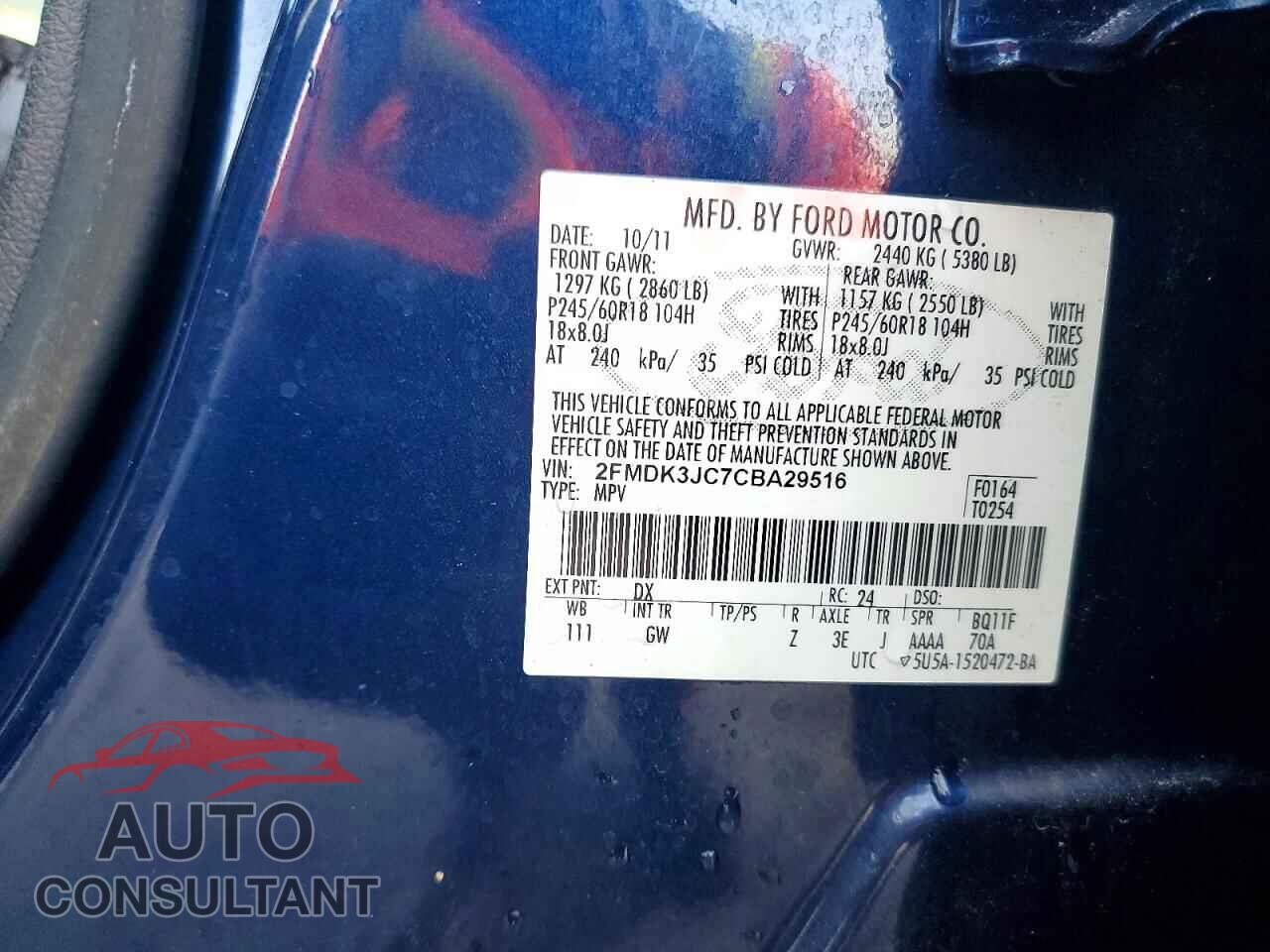 FORD EDGE 2012 - 2FMDK3JC7CBA29516