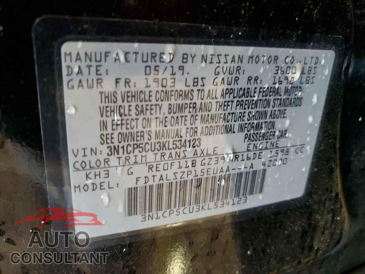 NISSAN KICKS 2019 - 3N1CP5CU3KL534123