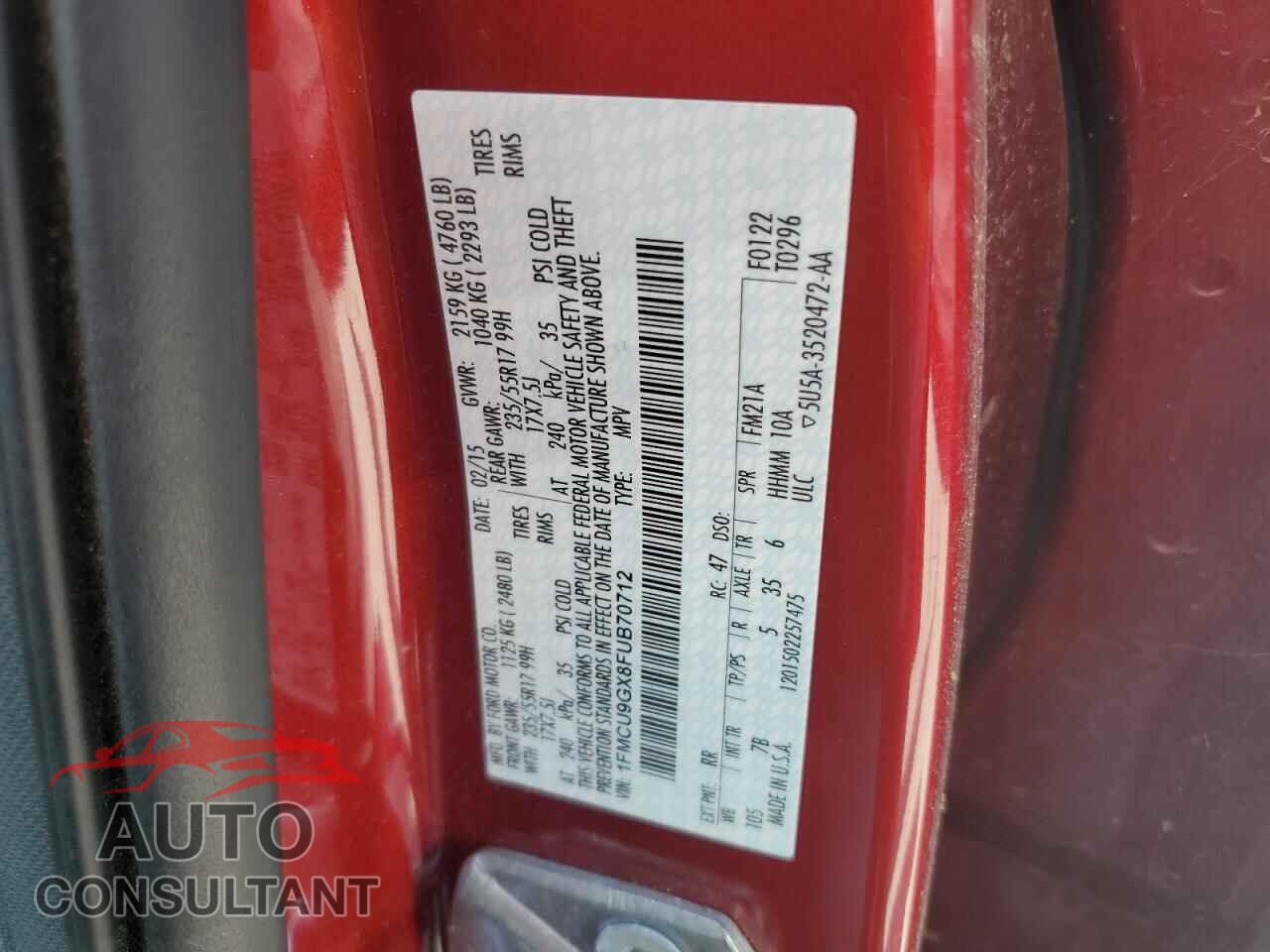 FORD ESCAPE 2015 - 1FMCU9GX8FUB70712