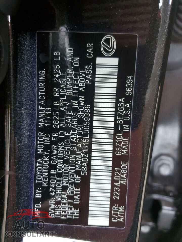 LEXUS ES350 2020 - 58ADZ1B15LU059386