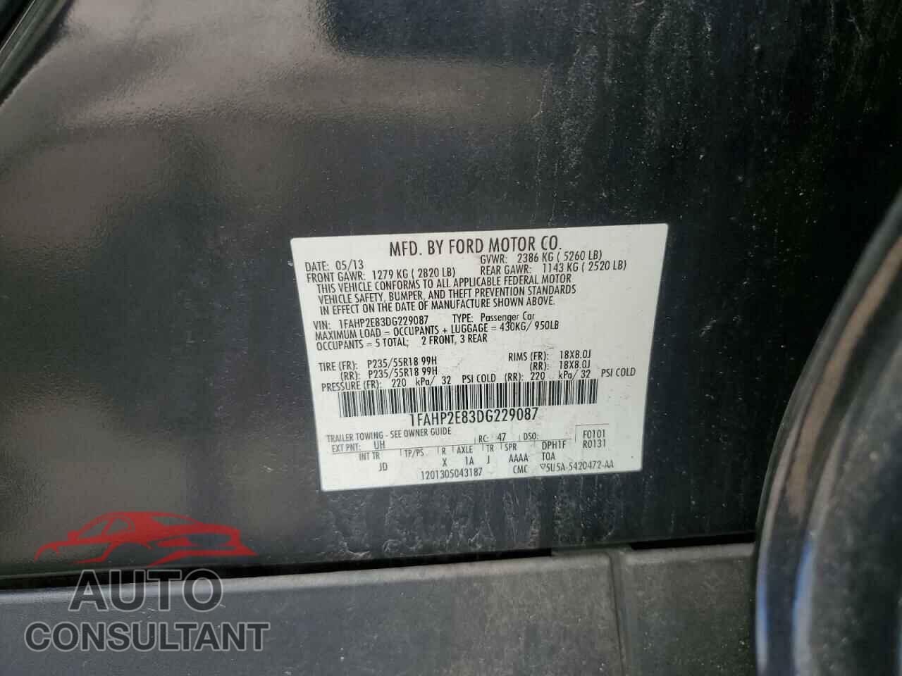 FORD TAURUS 2013 - 1FAHP2E83DG229087