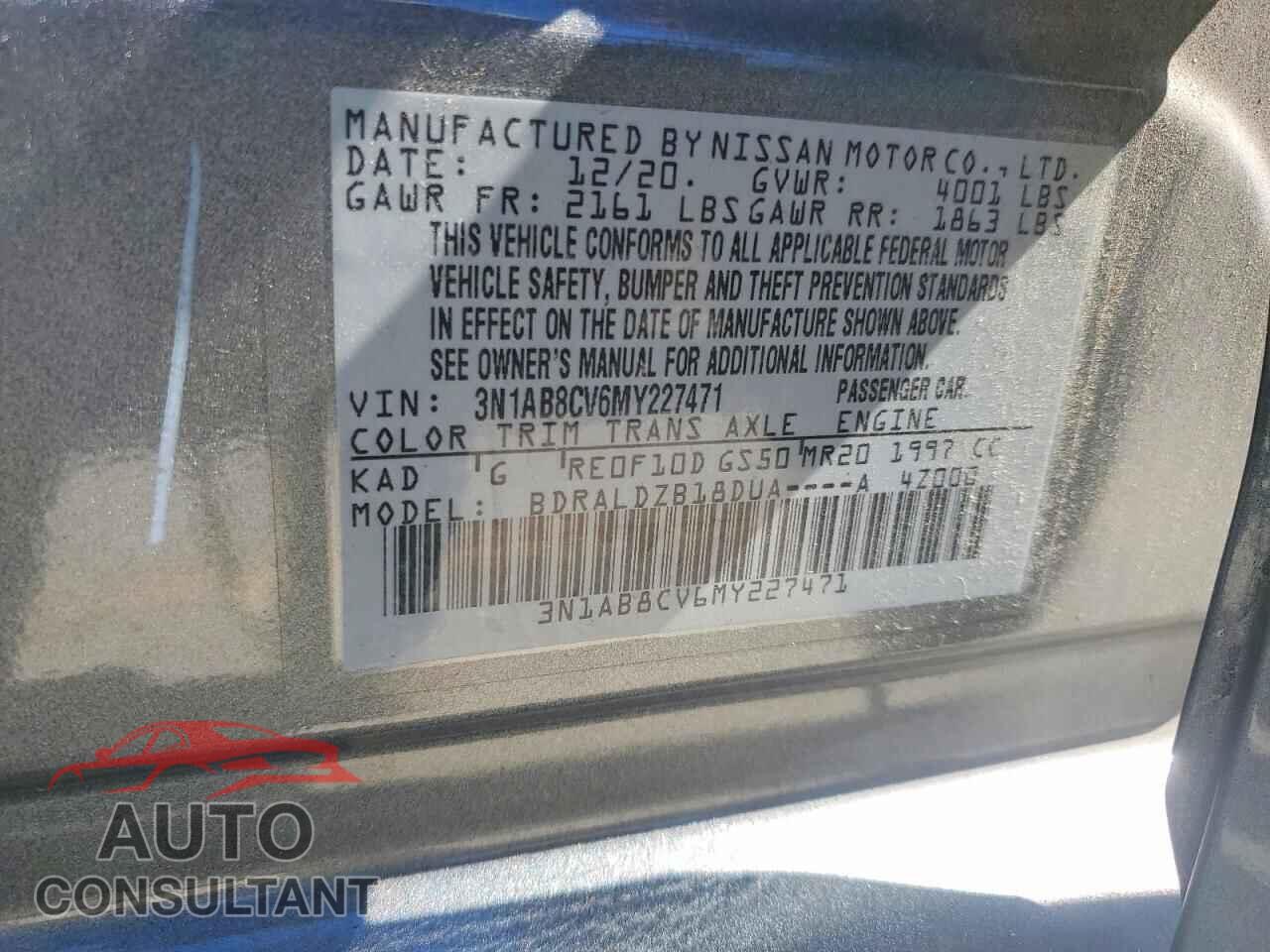 NISSAN SENTRA 2021 - 3N1AB8CV6MY227471