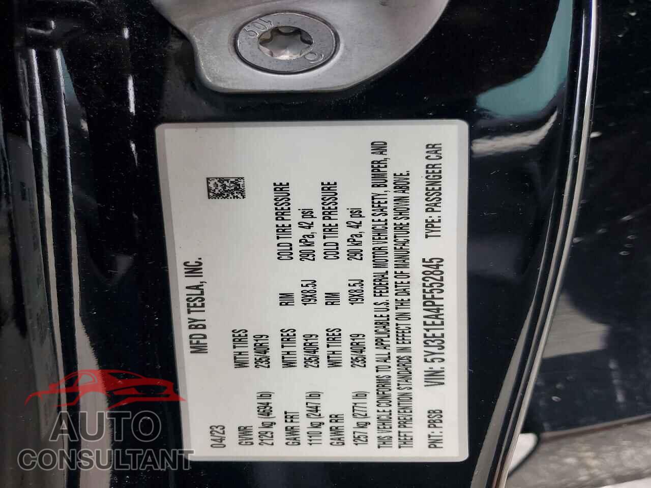 TESLA MODEL 3 2023 - 5YJ3E1EA4PF552845