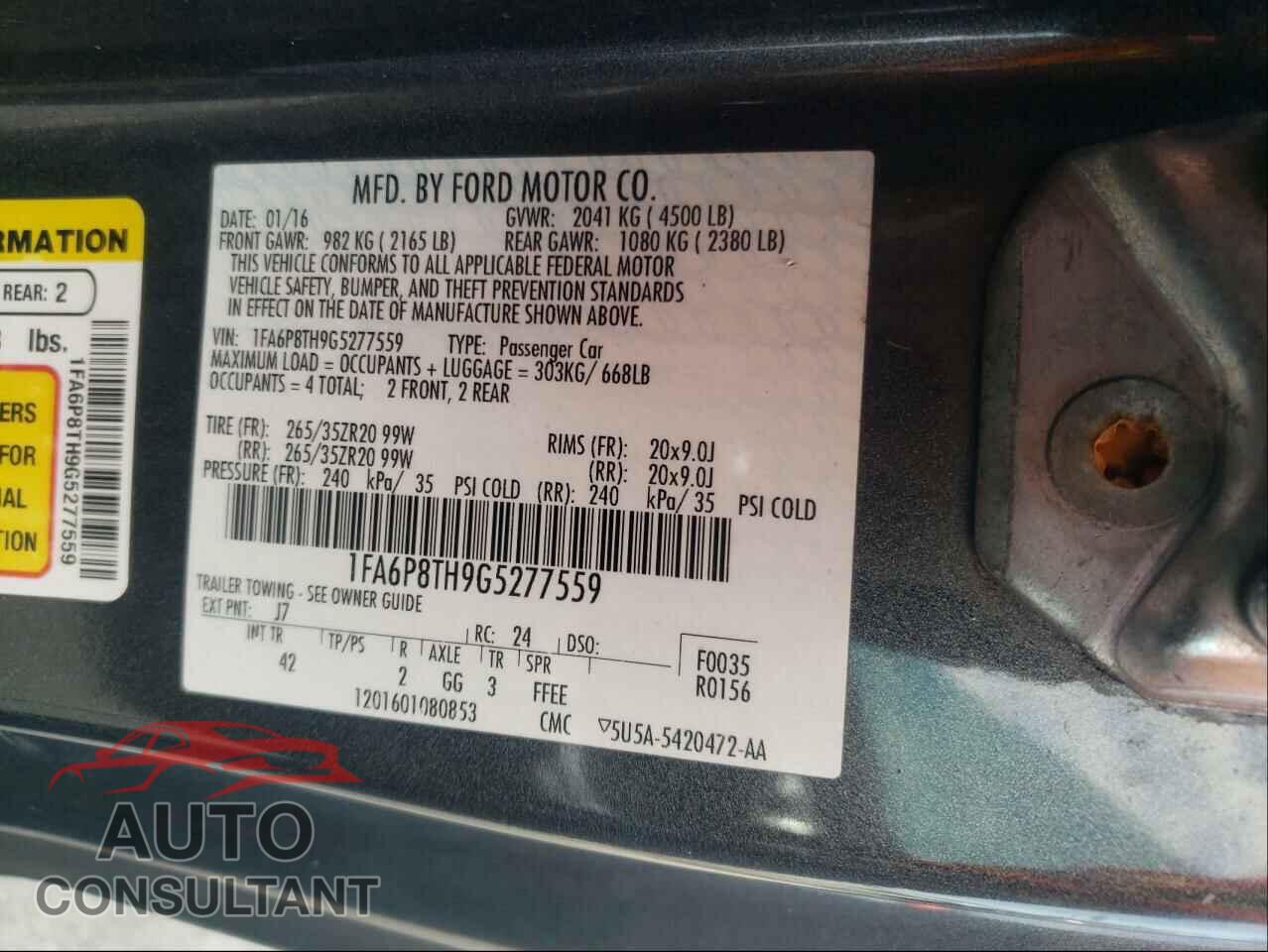 FORD MUSTANG 2016 - 1FA6P8TH9G5277559