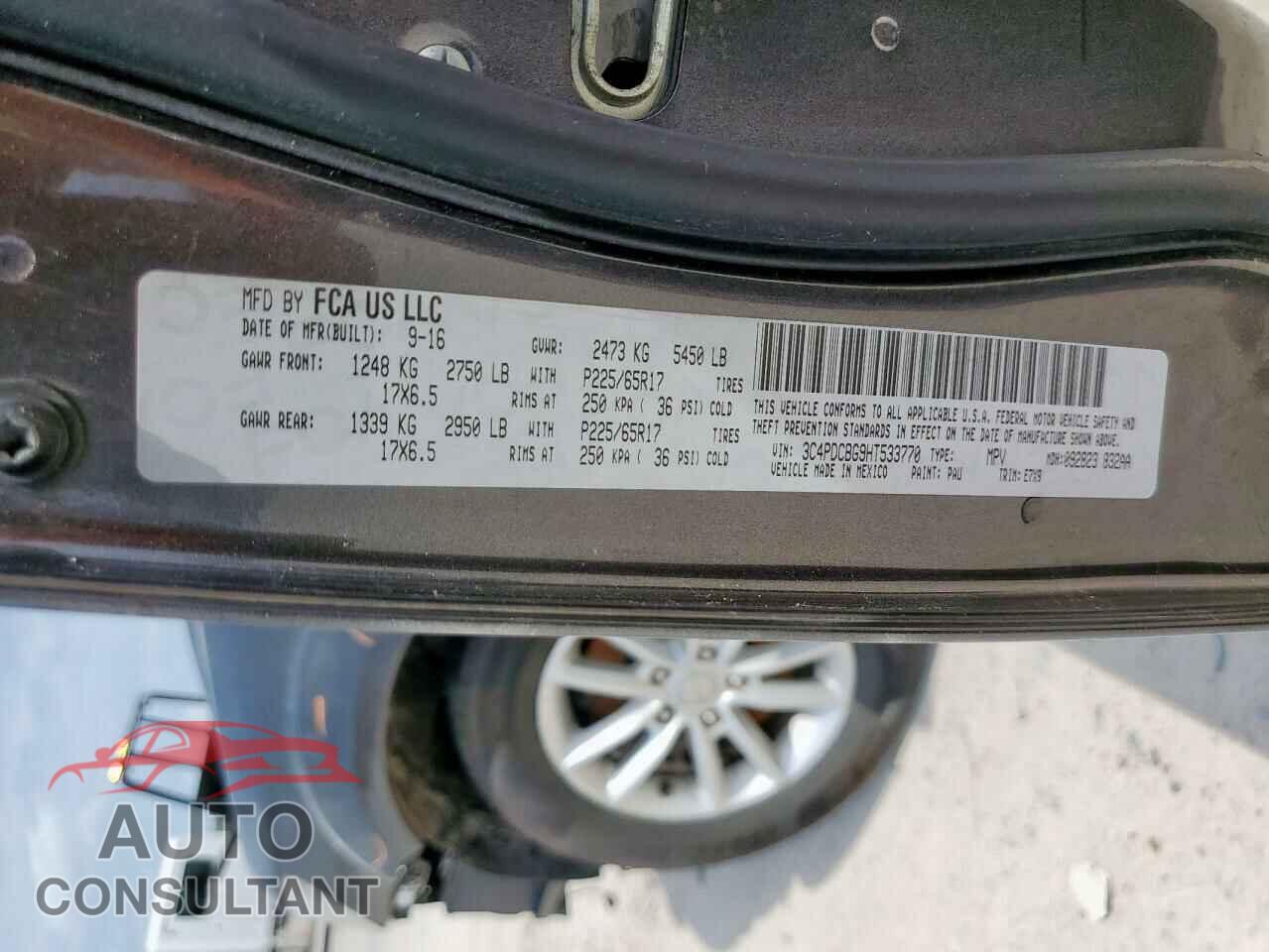 DODGE JOURNEY 2017 - 3C4PDCBG9HT533770