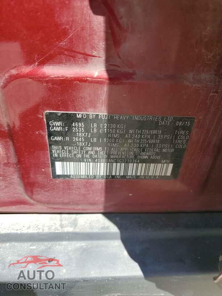 SUBARU OUTBACK 2016 - 4S4BSANC1G3210364
