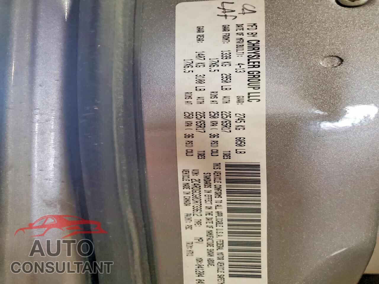 DODGE CARAVAN 2013 - 2C4RDGCG0DR733612