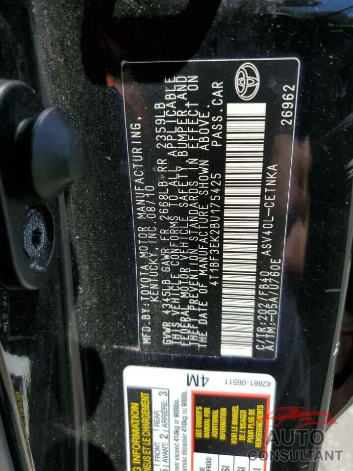 TOYOTA CAMRY 2011 - 4T1BF3EK2BU175425