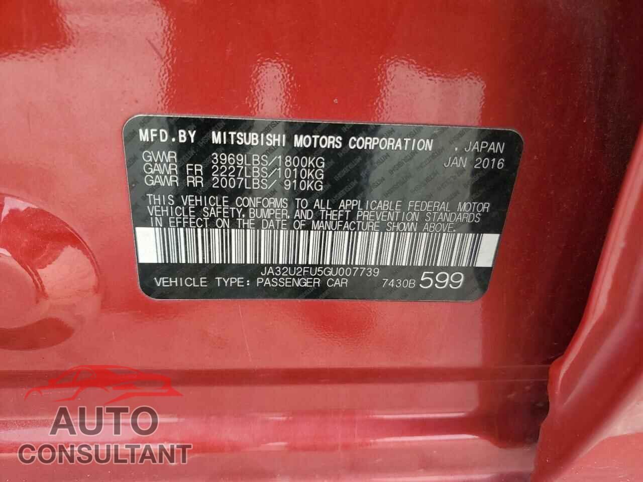 MITSUBISHI LANCER 2016 - JA32U2FU5GU007739