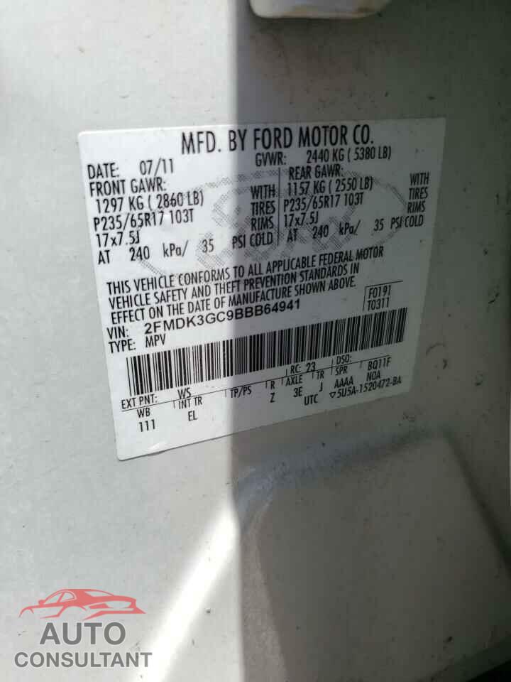 FORD EDGE 2011 - 2FMDK3GC9BBB64941