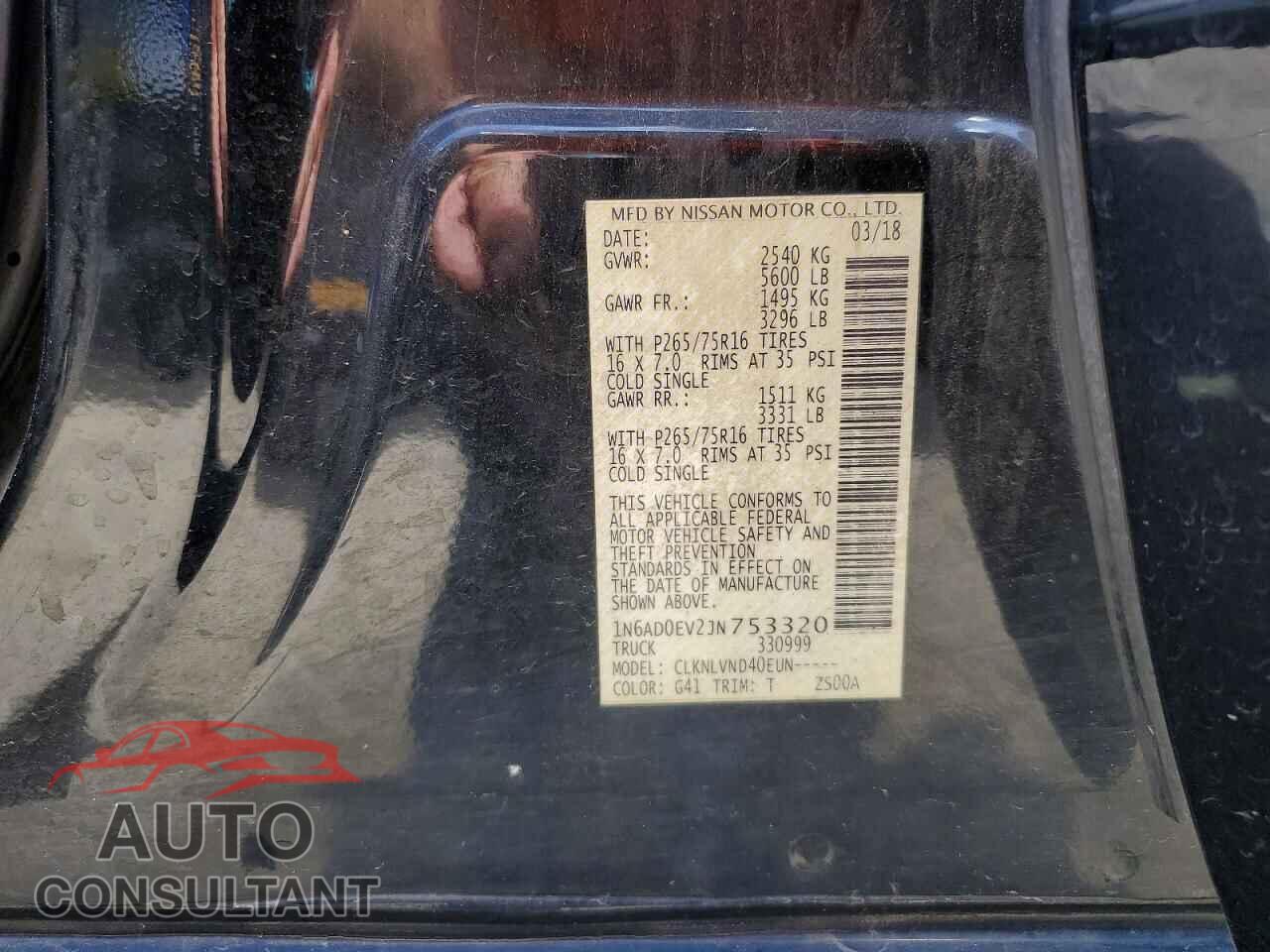 NISSAN FRONTIER 2018 - 1N6AD0EV2JN753320