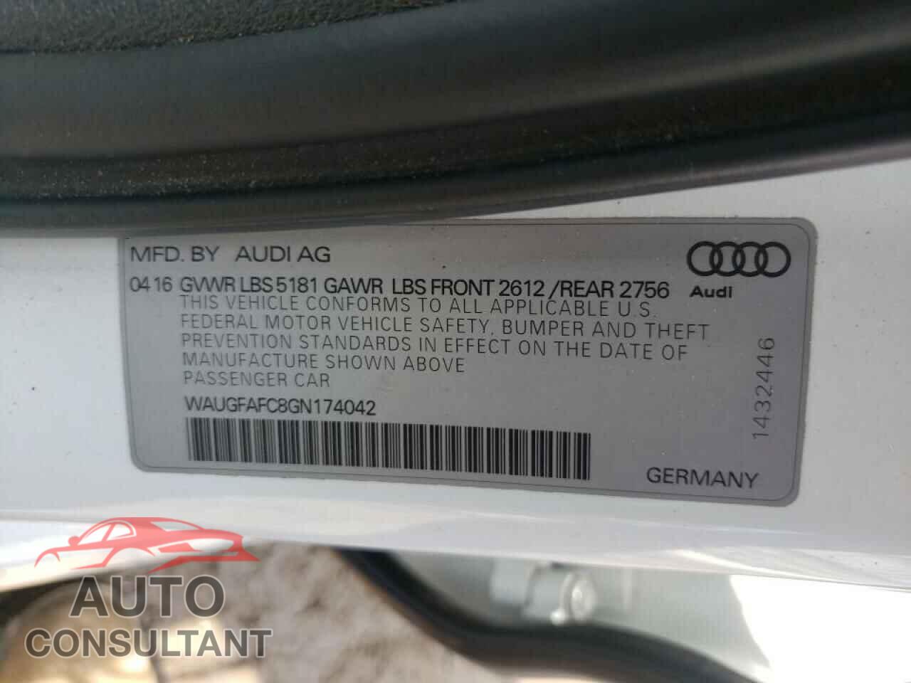 AUDI A6 2016 - WAUGFAFC8GN174042