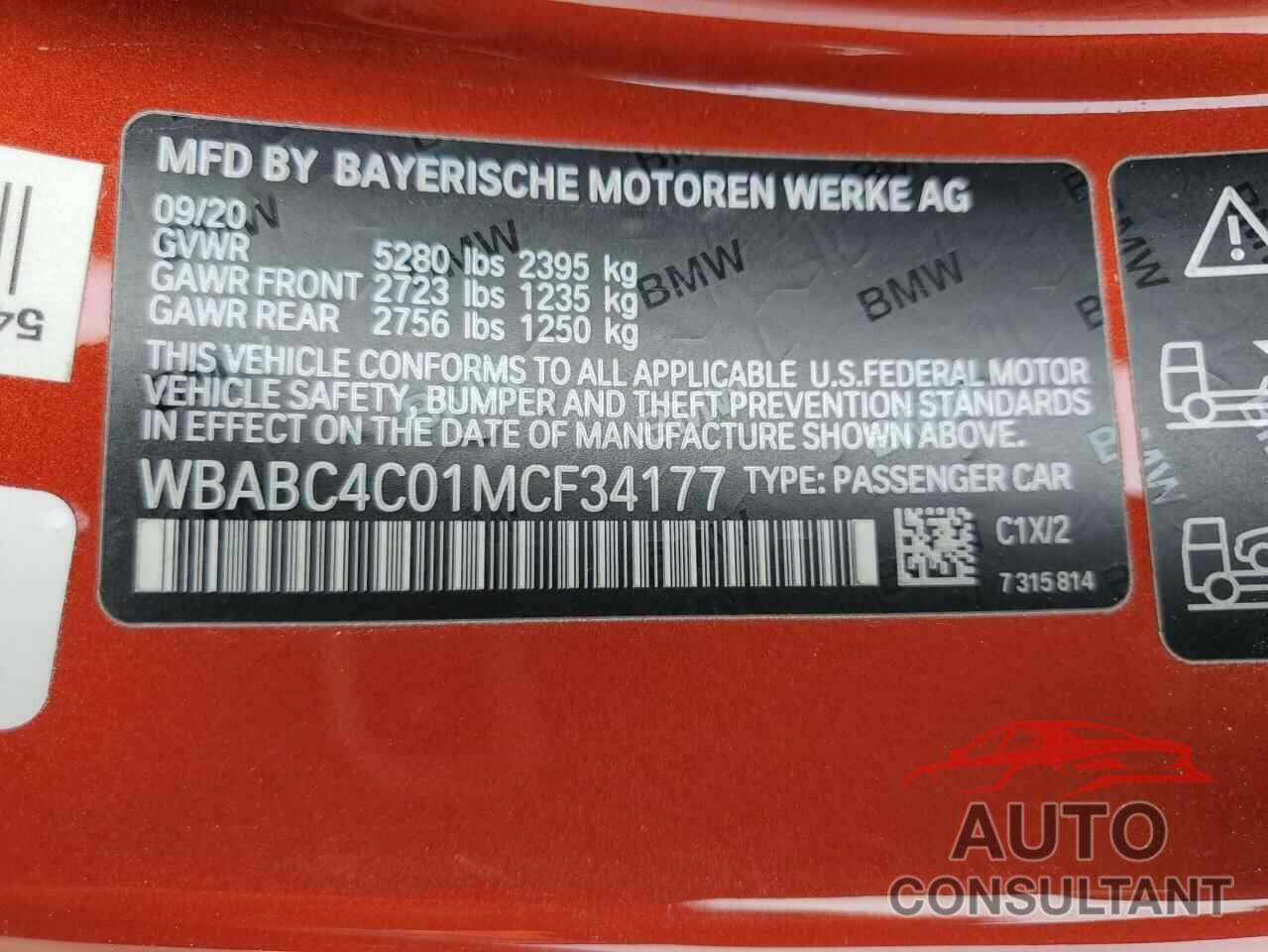 BMW M8 2021 - WBABC4C01MCF34177